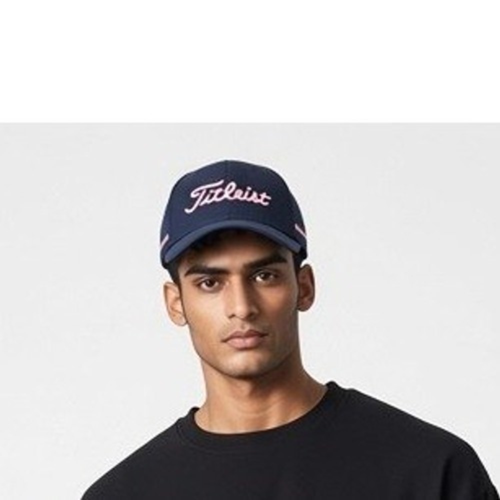 Titleist Golf Hat Mens Navy Blue Pink Script Logo Adjustable Performance Cap